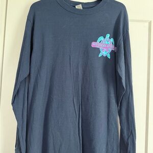 Southern Attitudes Long Sleeve Shirt - Navy with Turtle Design- M